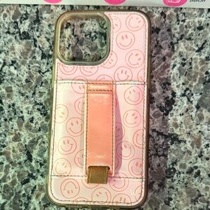 Stylish Pink Smiley Face Phone Case with Stand
